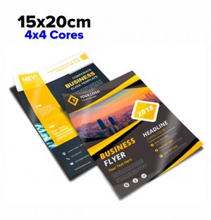 PANFLETOS 15x20cm - 4x4 cores Couchê 90g 15X20cm 4x4  Corte Reto 5000 Unidades