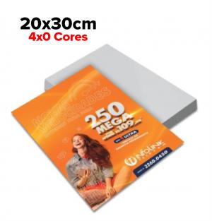 PANFLETOS 20x30cm - 4x0 cores Couchê 90g 20X30cm 4x0 CORES  Corte Reto 5000 Unidades